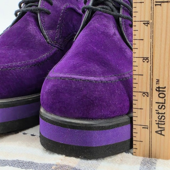 Hush Puppies Purple Suede Leather Platform Oxfords Block Heel 53561 Womens 8.5 M - Picture 11 of 13